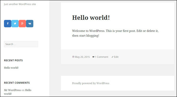 Widget of Social Share Buttons plugin