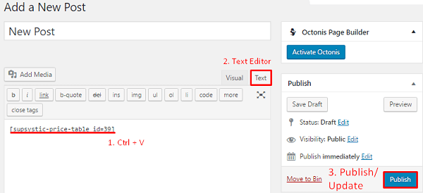Shortcode Pricing Table