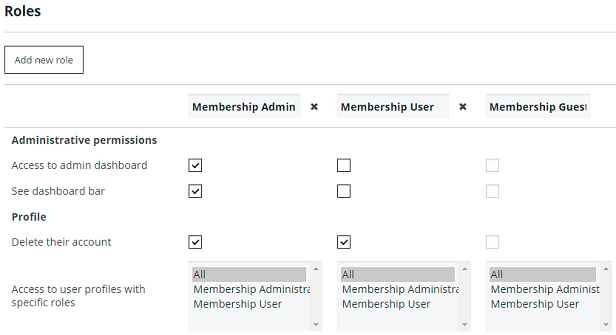 Membership Roles Settings