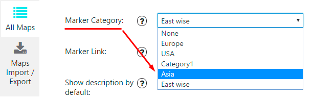 Marker Tab Category Option