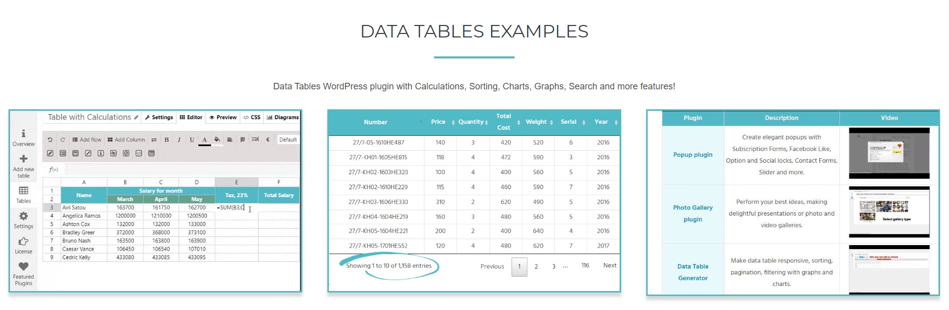 wordpress table plugin with sorting